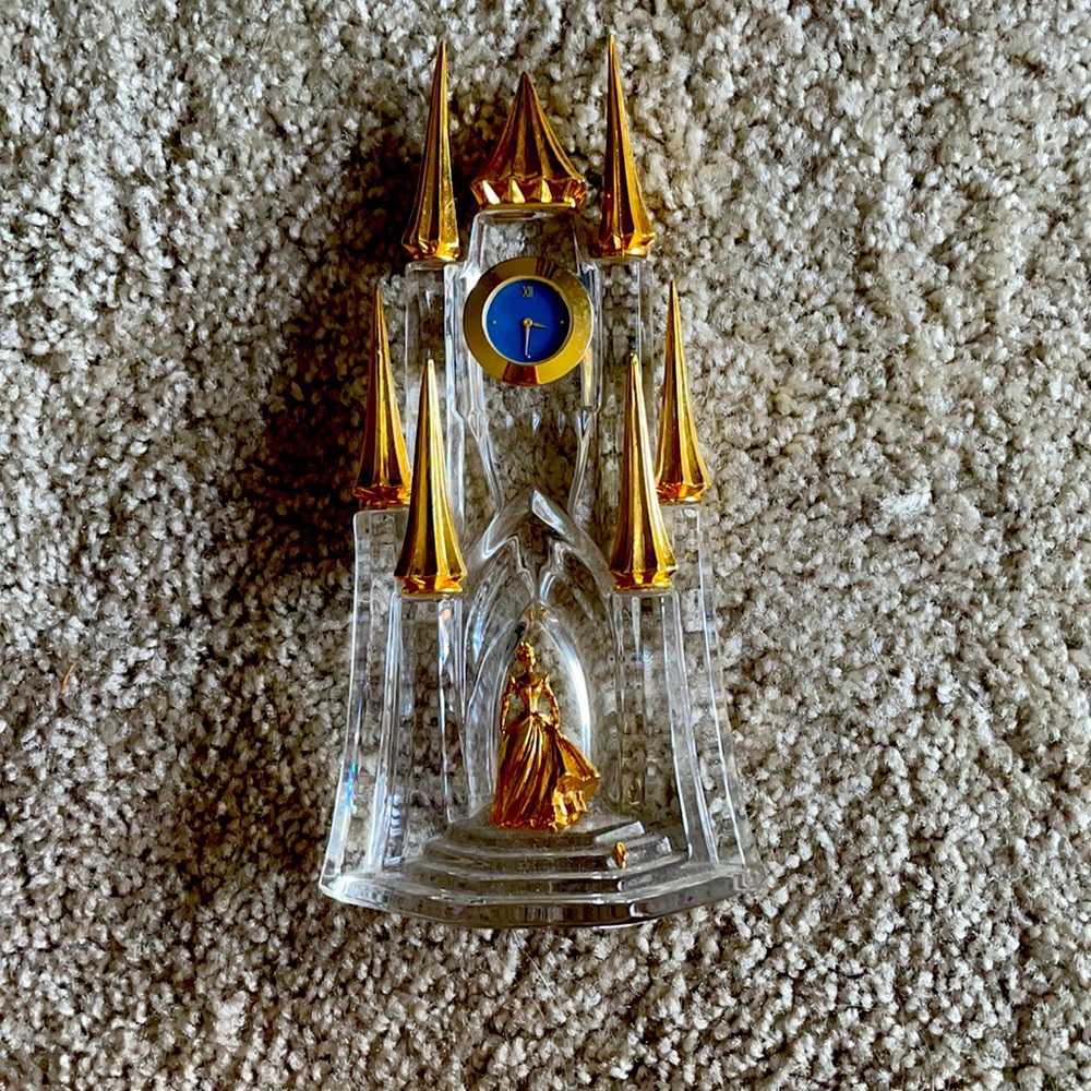 Disney Franklin Mint Austrian Crystal Cinderella Castle Clock 24K Gold